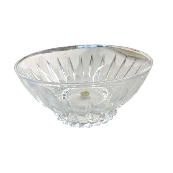 French Cristal D'Arques Clear Lead Crystal Glass Bowl Geometric Design - Picture 1 of 5